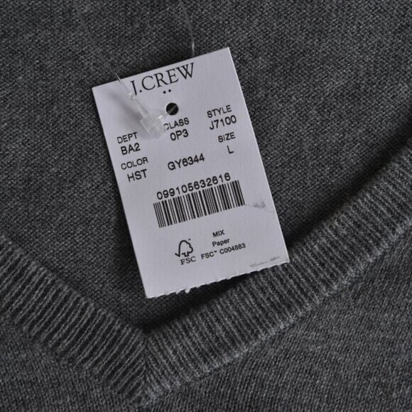 NWT J. Crew Factory V-Neck Perfect Merino Wool Blend Gray Size Large - Picture 5 of 8